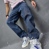 Wiaofellas Men's Retro Hip Hop Pants Street Jeans Pants  Slim Fit Straight Tube Harajuku Oversize Loose Baggy Denim Pants Cargo Trousers