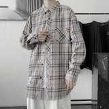 Wiaofellas Harajuku Plaid Shirt Men Hip Hop Flannel Checked Over Size Shirt High Quality Spring New Oversize Streetwear Green Retro Blouses