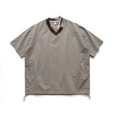 Wiaofellas Summer Men Spliced V-Neck Pullover Short Sleeve Japanese Vintage Loose Outdoor Fashion T Shirts Cityboy Streetwear T-shirt