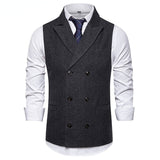 Wiaofellas Mens Sleeveless Suit Vest Waistcoat Vest Men Double Breasted Suit Vests  Vintage Formal Blazers Waistcoat Men's Wedding Vest Top