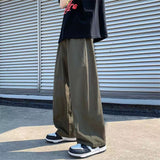 Wiaofellas Spring Cotton Wide Leg Pants Men Fashion Solid Color Casual Pants Men Streetwear Korean Loose Straight Pants Mens Trousers S-5XL