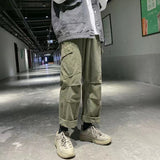 Wiaofellas-Men's Fashion Trend Loose Casual Pants Multi Pocket Workwear Straight Pants Black/khaki/green Color Trousers Size M-2XL