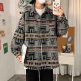 Wiaofellas Mens Fashion Ethnic Woolen Shirt Jacket Spring Autumn Plus Size Loose Casual Button Long Sleeve Shirt Youth Harajuku Shirt