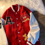 Wiaofellas American retro stitching jacket spring and autumn women's loose hip-hop ins baseball jacket tmen's and women's tide brand