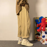 Wiaofellas Brand Large Size Men's Loose Casual Corduroy Pants Spring and Autumn Korean Style Fashion Elastic Waist Strap Straight Pants 5XL