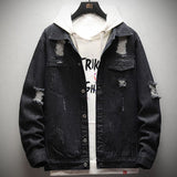 Wiaofellas Denim Jacket Mens Hooded Slim Fit Casual Streetwear Jean Jackets Long Sleeve Trendy Outerwear Autumn Winter Jacket Coat for Men