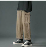 Wiaofellas Japanese Straight Work Pants Men's Spring and Summer Casual New Trend Ins Multi Pocket Cargo Pants Youth Fashion Wide Leg Pants