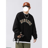 Wiaofellas Male Japanese Retro Trend O-neck Sweatshirts Men Letter Embroidery Sudue Hoodies Oversize Long Sleeve Streetwear Autumn Winter