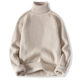 Wiaofellas Autumn Winter New Mens Sweater Turtleneck Pullover Men Solid Color knit Sweater Business Casual Sweater Warm Pull Jumper