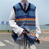 Wiaofellas Winter Men's Wool Sweater Vest Popular V-neck Sleeveless Pullover Casual Handsome Printing Knitting 3 Color Coats S-3XL