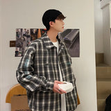 Wiaofellas Men's Shirt Student Trendy Fashion Jacket Men's Clothing Men's Button Regular Fit Long Sleeve Casual Shirt