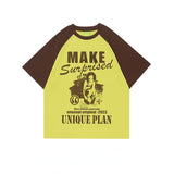 Wiaofellas Vintage T Shirt for Men Cotton Loose Letters Print T-shirt American Retro Graphic Tee Streetwear Raglan Sleeve Aesthetic Top New