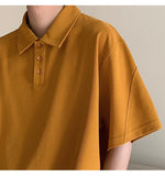 Wiaofellas Summer Short-sleeved T-shirt Men Fashion Casual Oversized T Shirt Men Streetwear Korean Loose Lapel Tshirt Mens Polo Shirt M-2XL
