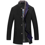 Wiaofellas Brand Men's Casual Jacket Winter Male Windbreaker Detachable Plaid Neckline Wool Blend Classic Middle Long Trench Coat