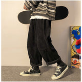 Wiaofellas Brand Large Size Men's Loose Casual Corduroy Pants Spring and Autumn Korean Style Fashion Elastic Waist Strap Straight Pants 5XL