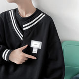 Wiaofellas Couples Round Neck Sweatshirts Spring Autumn Men's Fashion Personality Harajuku Pullovers Versatile Bottoming Shirts Lounge Wear