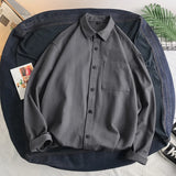 Wiaofellas Men's Shirt Cotton Long Sleeve Solid Color Men Casual Cargo Shirts Spring Autumn Japanese Style Streetwear Mens Tops