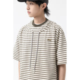Wiaofellas Summer Tshirt Men Japan Korean Streetwear Fashion Loose Casual Short Sleeve Stripe T-shirt Women T Shirt Couple Tee