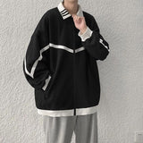 [Two-piece Set] Color-blocking Jacket + Gray Sweatpants Men's Spring Autumn Hong Kong Style Trend Loose Student Casual Sets