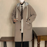 Wiaofellas-Trench Men Hoodie Spring and Autumn Trench Mens Coat Casual Male Streetwear Hip Hop Coats Harajuku Overcoat