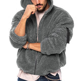 Wiaofellas Winter Wool Warm Zip Sweatshirts Hoodies Tops Men's Clothing Vintage Long Sleeve Hoody Hooded Furry Coats Fashion Pocket Jacket