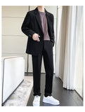 Wiaofellas Men Women 2 PCS Sets Couple Suits Sets Streetwear Fashion Business Casual Loose Office Suits Jacket Pant Women Oversize Suits