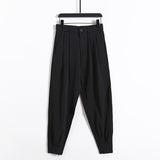 Wiaofellas Summer Ice Silk Ultra-thin Men's Casual Suit Pants 2023 Fashion Zipper Beam Feet Street Harem Ankle Length Trousers Black White