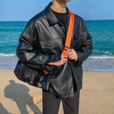 Wiaofellas Men's Faux Leather Jackets Autumn Winter Korean New Casual Biker Leather Coats Male Motorcycle PU Leather Outwear
