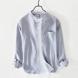 Wiaofellas Brand men's Japanese retro cotton high-quality shirts spring and autumn trend all-match solid color long-sleeved work shirts