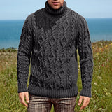 Wiaofellas Mens Sweater Autumn Winter Warm Solid Color Pullovers Fashion Turtleneck Knitted Sweaters Men Casual Thick Vintage Knit Sweater