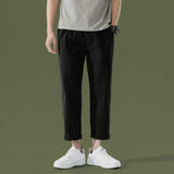 Wiaofellas Hong Kong Style Cotton Casual Trousers Men's Ankle-length Pants Spring and Summer Solid Colour Simple Straight All-match
