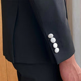 Wiaofellas Sparkling Black Men Suit 2 Pieces Business Blazer Pants One Button Sequins Pearls Wedding Groom Work Wear Party Causal Tailored