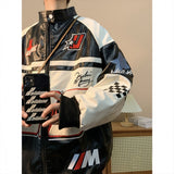 Wiaofellas American Retro Hip-hop Letter Embroidered Jacket Men's Fashion Loose Streetwear Oversized Cool Windproof Punk Racing Coats