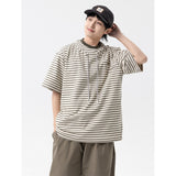 Wiaofellas Summer Tshirt Men Japan Korean Streetwear Fashion Loose Casual Short Sleeve Stripe T-shirt Women T Shirt Couple Tee