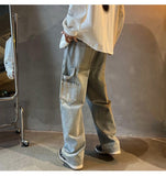 Wiaofellas Punk Hip Hop Baggy Straight Man Cowboy Pants Men's Jeans with Pockets Grunge Y2k Trousers High Quality Luxury Loose Regular Xs L
