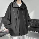 Wiaofellas Spring Autumn Hongkong Style Waterproof Outdoor Jackets Men Quick Dry Hiking Hooded Windbreaker Fashion Loose Sports Zip Coats