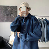 Wiaofellas Men's Loose Oversized Denim Jackets Fashion Trend Outerwear Streetwear Work Pullover Boys' Cowboy Coats Clothes Size S-2XL