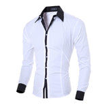 Wiaofellas Men Long Sleeve Shirt  Male Striped Shirts Slim Fit Male Casual Social Patchwork Shirt Turn-down Collar Camisa Masculina