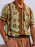 Wiaofellas Summer Short Sleeve Knitted Polo Shirt Casual Men Button-up Turn-down Collar Tops Mens Fashion Striped Polos Man Streetwear