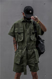 Wiaofellas Techwear Short Jumpsuit for Men Black Bodysuits Overalls Men Green Male Japanese Streetwear Summer Pockets Hip Hop