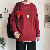 Wiaofellas Korean Fashion Sweaters Men Autumn Solid Color Wool Sweaters Slim Fit Men Street Wear Mens Clothes Knitted Sweater Men Pullovers