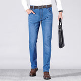 Wiaofellas New Sping Summer  Trousers Men's  Jeans Business Stretch Male Denim Pants Slim Fit Black Blue Sky Blue Pants