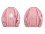 Wiaofellas Streetwear Harajuku Cartoon Duck Pattern Knitted Sweaters Loose Jumpers Fashion Casual Winter Sweater Pullover Men Women