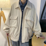 Wiaofellas Men's New Solid Corduroy Jacket Temperament Commuter Retro Casual Loose Street Top Coat
