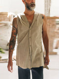 2022 Spring Summer Sleeveless Casual Vest Shirt Men Fashion Hoodie Tank Top Vintage Solid Buttoned Vest Pullover Mens Streetwear