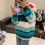 Wiaofellas-Winter Men's Round Neck Long Sleeve Knitting Fashion Trend Coats Casual Loose Wool Sweater Clothes Oversized Pullover