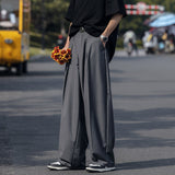 Wiaofellas Oversized Suit Pants Men Fashion Social Mens Dress Pants Korean Loose Straight Wide Leg Pants Mens Formal Trousers M-3XL