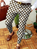 Wiaofellas Men Business Casual Trousers Retro Pattern Print Straight Long Pants Mens Spring Autumn Fashion Streetwear Vintage Men Clothing