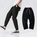 Wiaofellas Men's Patchwork Ripped Crop Jeans Trendy Streetwear Slim Straight Stretch Denim Pants Mid Waist Ankle Length Trousers