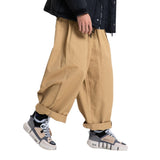 Wiaofellas Mens Pants Spring New Casual Japanese Loose Wide-leg Pants Solid Color Cargo Pants for Men and Women Streetwear Ropa De Hombre